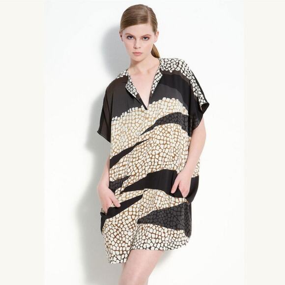 Diane Von Furstenberg | "Squaretan' Silk Crepe Dress in Multi Crackle si… - Picture 1 of 8